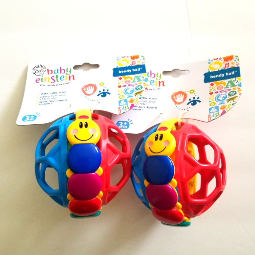 Baby Einstein Bendy Ball Rattle Toy, Ages 3M+ 2pck